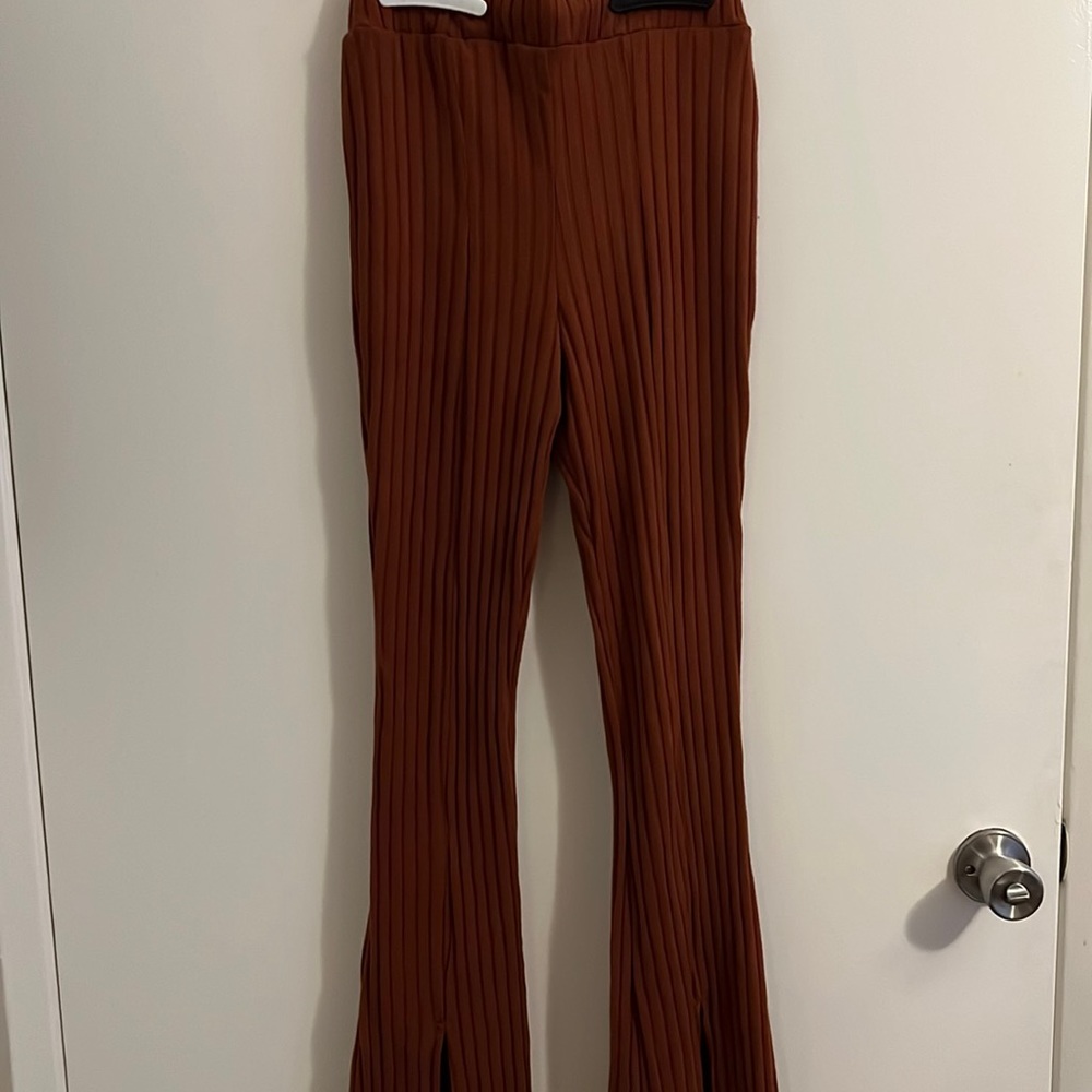 Rust Slit Ankle Pants